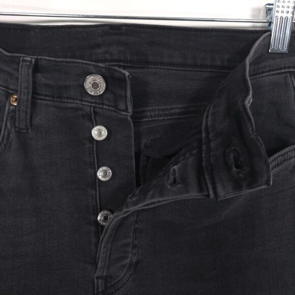 RE/DONE Women's Jeans Size 28 LIVEINBLK Raw Hem Black Button Fly 196-3WHRAC‎ - Picture 8 of 11